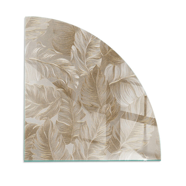 Base de vidro em quarto de círculo para lareira Folhas em padrões sutis