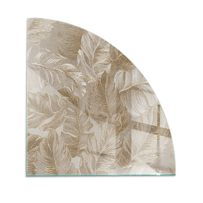 Base de vidro em quarto de círculo para lareira Folhas em padrões sutis
