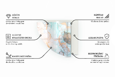 Base de vidro em quarto de círculo para lareira Folhas em padrões sutis