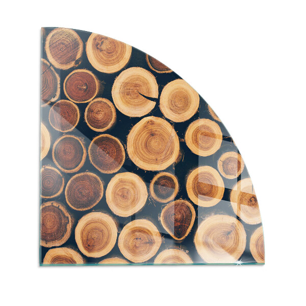 Base de vidro em quarto de círculo para lareira Caixa com madeira cortada