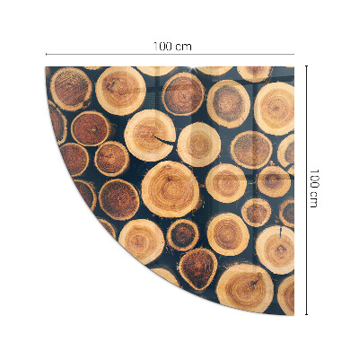 Base de vidro em quarto de círculo para lareira Caixa com madeira cortada