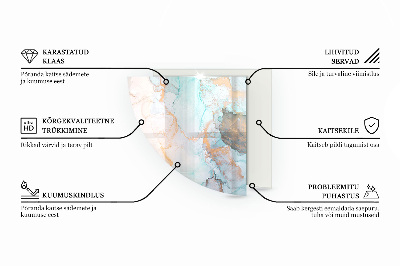 Base de vidro em quarto de círculo para lareira Ondas e linhas abstratas