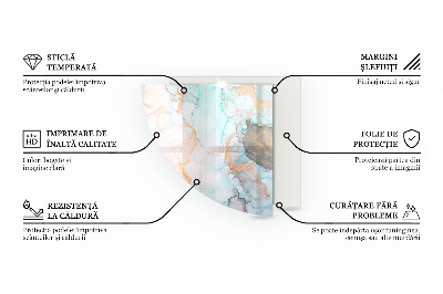 Base de vidro em quarto de círculo para lareira Ondas e linhas abstratas