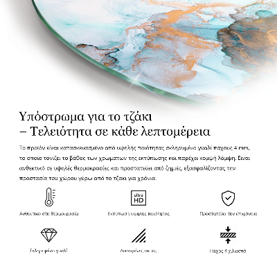 Base de vidro em quarto de círculo para lareira Folhas elegantes em textura