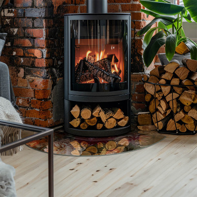 Base de vidro temperado para lareira Buquê de flores em detalhes