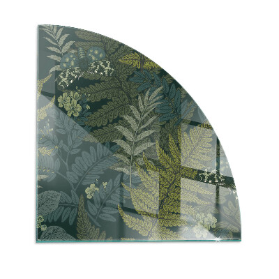 Base de vidro em quarto de círculo para lareira Motivos vegetais com borboletas