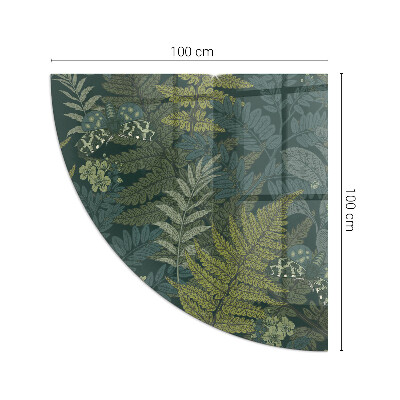 Base de vidro em quarto de círculo para lareira Motivos vegetais com borboletas