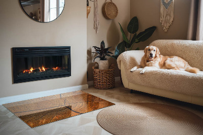 Base de vidro para lareira retangular Grãos de madeira na seção transversal