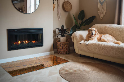 Base de vidro para lareira retangular Grãos de madeira na seção transversal