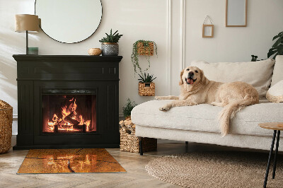 Base de vidro para lareira retangular Grãos de madeira na seção transversal