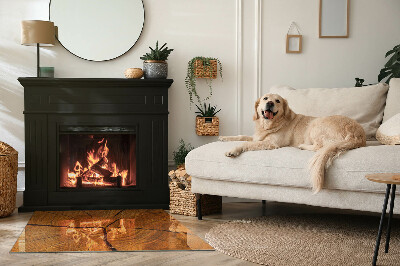 Base de vidro para lareira retangular Grãos de madeira na seção transversal