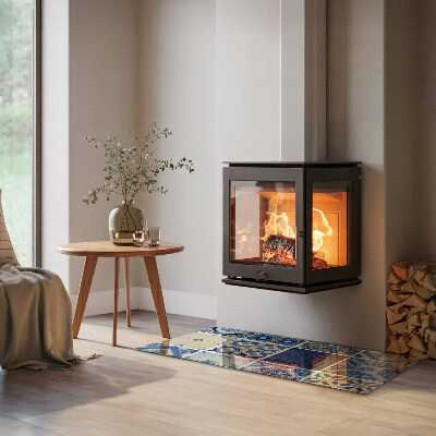 Base de vidro decorativa para lareira Padrões de ladrilhos cerâmicos