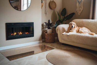 Base de vidro para lareira retangular Padrão de madeira natural