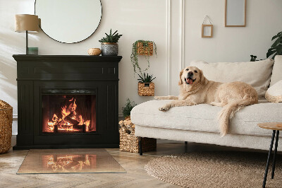 Base de vidro para lareira retangular Padrão de madeira natural