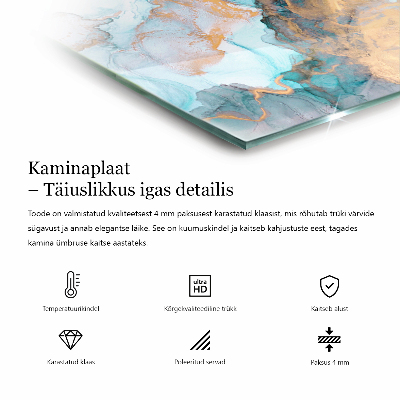 Base de vidro para lareira retangular Textura de concreto com efeito