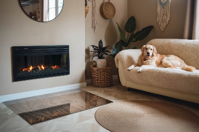 Base de vidro decorativa para lareira Padrão de madeira natural