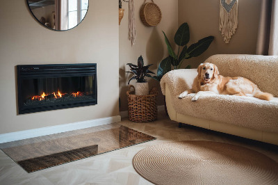 Base de vidro decorativa para lareira Padrão de madeira natural