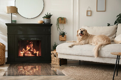 Base de vidro decorativa para lareira Padrão de madeira natural