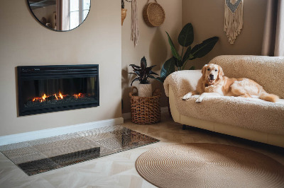 Base de vidro decorativa para lareira Padrão de folha perfurada