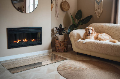 Base de vidro decorativa para lareira Placa de madeira no layout