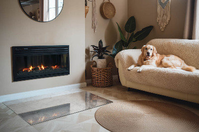 Base de vidro decorativa para lareira Padrão de estrutura de mármore