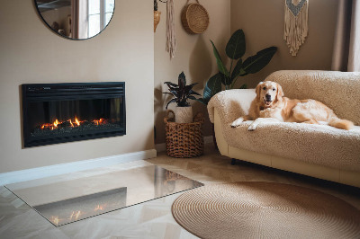 Base de vidro para lareira retangular Padrão de mármore natural