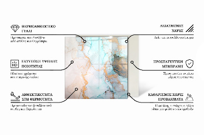 Base de vidro decorativa para lareira Padrão de mármore com veios