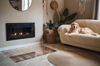 Base de vidro decorativa para lareira Placa de madeira no layout