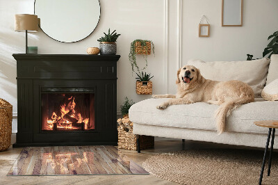 Base de vidro decorativa para lareira Placa de madeira no layout