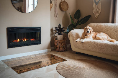 Base de vidro decorativa para lareira Tábua de madeira com veios