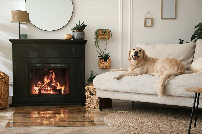 Base de vidro decorativa para lareira Tábua de madeira com veios