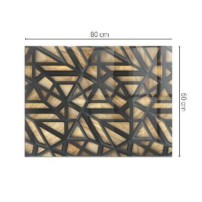 Base de vidro decorativa para lareira Geometria com madeira