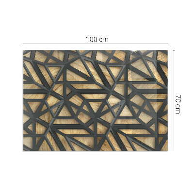 Base de vidro decorativa para lareira Geometria com madeira