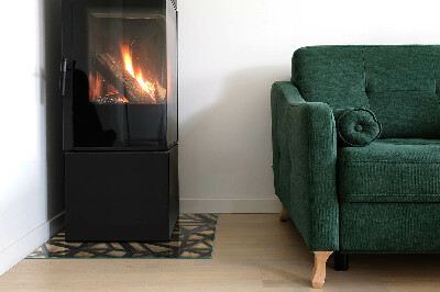 Base de vidro decorativa para lareira Geometria com madeira