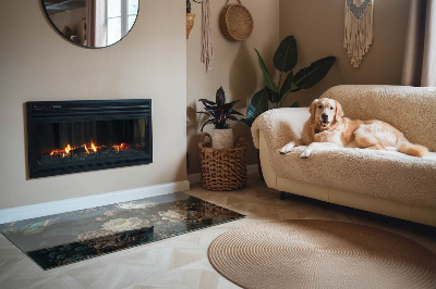 Base de vidro para lareira retangular Padrão floral com borboletas