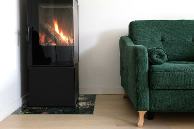 Base de vidro para lareira retangular Padrão floral com borboletas