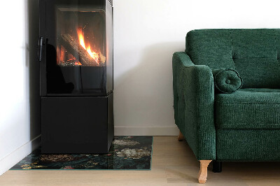 Base de vidro para lareira retangular Padrão floral com borboletas