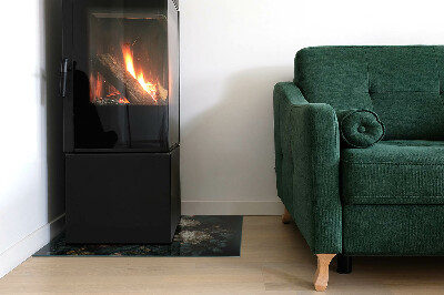 Base de vidro para lareira retangular Padrão floral com borboletas