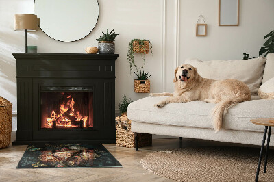 Base de vidro para lareira retangular Padrão floral com borboletas