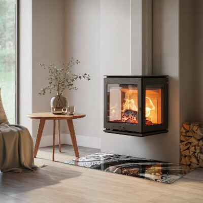 Base de vidro decorativa para lareira Ondas e linhas abstratas