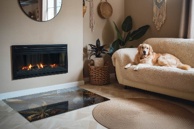 Base de vidro decorativa para lareira Folhas elegantes em textura