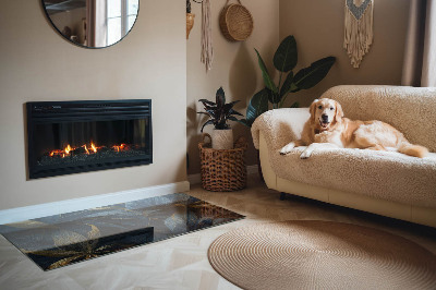 Base de vidro decorativa para lareira Folhas elegantes em textura