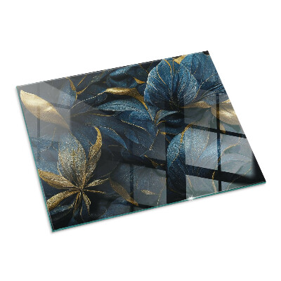 Base de vidro decorativa para lareira Folhas elegantes em textura