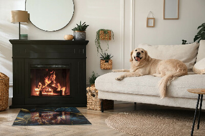 Base de vidro decorativa para lareira Folhas elegantes em textura