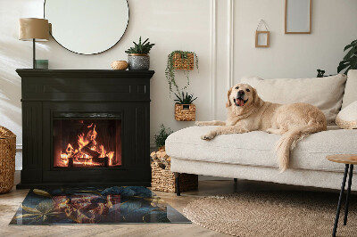 Base de vidro decorativa para lareira Folhas elegantes em textura