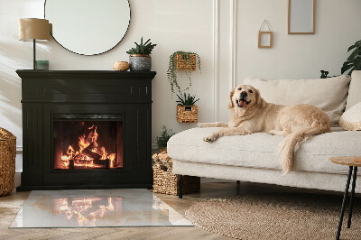 Base de vidro para lareira retangular Padrão de pedra natural