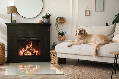 Base de vidro decorativa para lareira Padrão abstrato de mármore