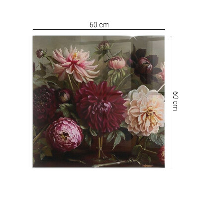 Base de vidro para lareira retangular Buquê de flores em detalhes