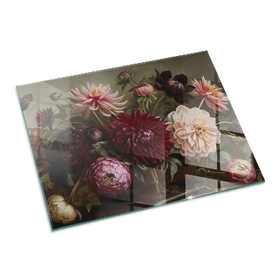 Base de vidro para lareira retangular Buquê de flores em detalhes