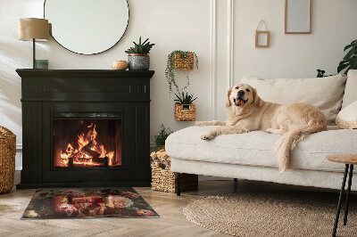 Base de vidro para lareira retangular Buquê de flores em detalhes